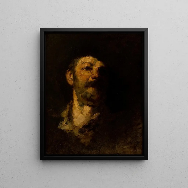 Studio di un uomo con un cappello - Frank Duveneck — quadro incorniciato alla parete