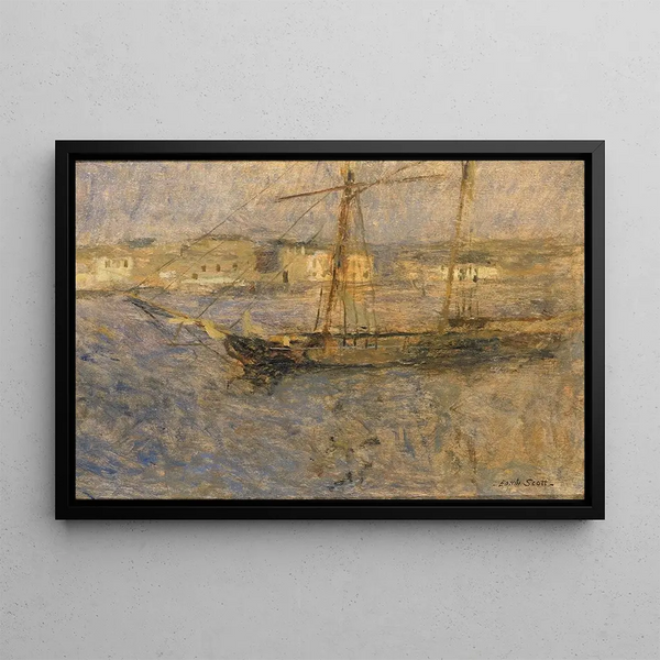 Navi in ancoraggio Cherbourg n° I - Frank Edwin Scott — quadro incorniciato alla parete