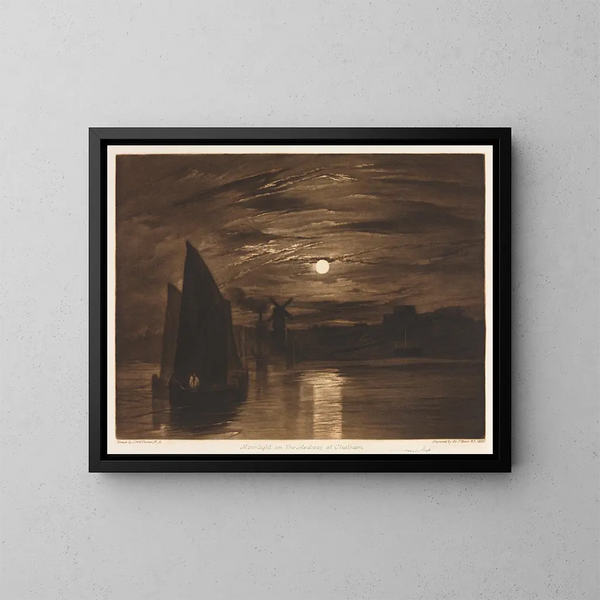 Luce della luna sulla Medway a Chatham - Frank Short — quadro incorniciato alla parete