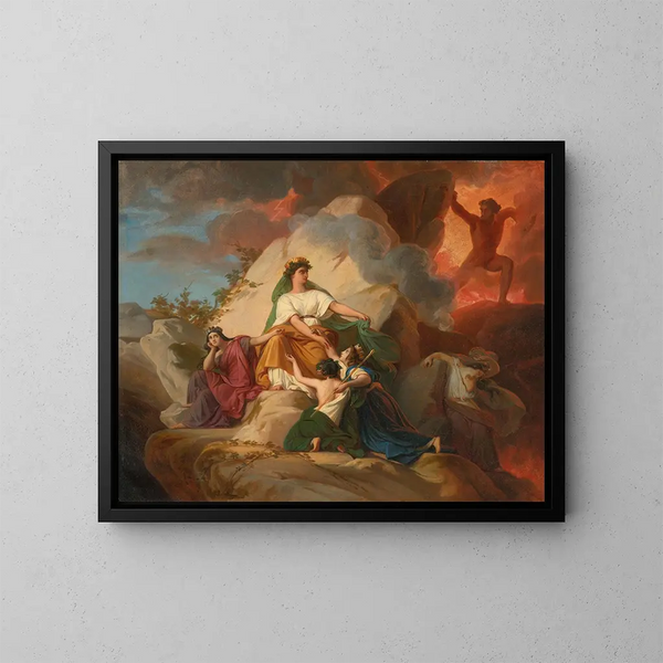 Cybèle che si oppone al Vesuvio per proteggere le città di Stabies, Ercolano, Pompei e Resina - François-Édouard Picot — quadro incorniciato alla parete