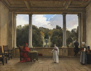 Audience con il cardinale Aldobrandini nella loggia della villa Belvédère a Frascati - François-Marius Granet — vista dell’opera