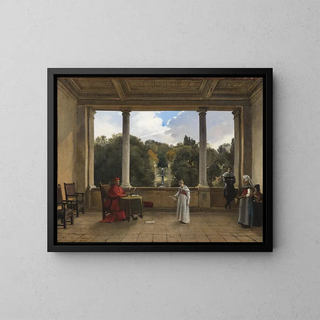 Audience con il cardinale Aldobrandini nella loggia della villa Belvédère a Frascati - François-Marius Granet — quadro incorniciato alla parete