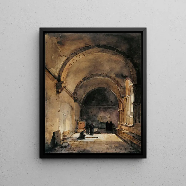 Cinque personaggi sotto una volta - François-Marius Granet — quadro incorniciato alla parete