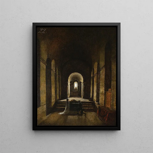 Interno della cappella dei voti - François-Marius Granet — quadro incorniciato alla parete