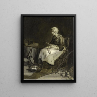 FranoisXavier Vispr - A scullery maid peeling potatoes with trompe lil broken glass.webp