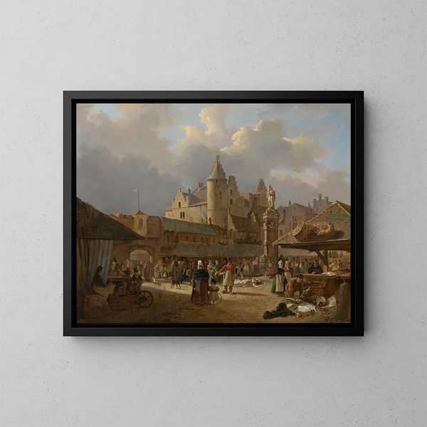 Il vecchio mercato del pesce di Anversa - François Antoine Bossuet — quadro incorniciato alla parete