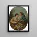 Una giovane donna e un giovane uomo che posano giovani uccelli in una gabbia. I nidificatori di uccelli - François Boucher — quadro incorniciato alla parete