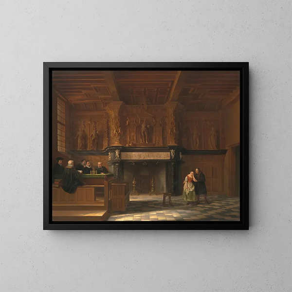 La sala d'audience del Burg t Vrije a Bruges - François Joseph Corneille Haselaer — quadro incorniciato alla parete