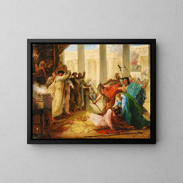 Ptolémée Philopator colpito dalla morte mentre profanava il tempio di Gerusalemme - François Joseph Heim — quadro incorniciato alla parete