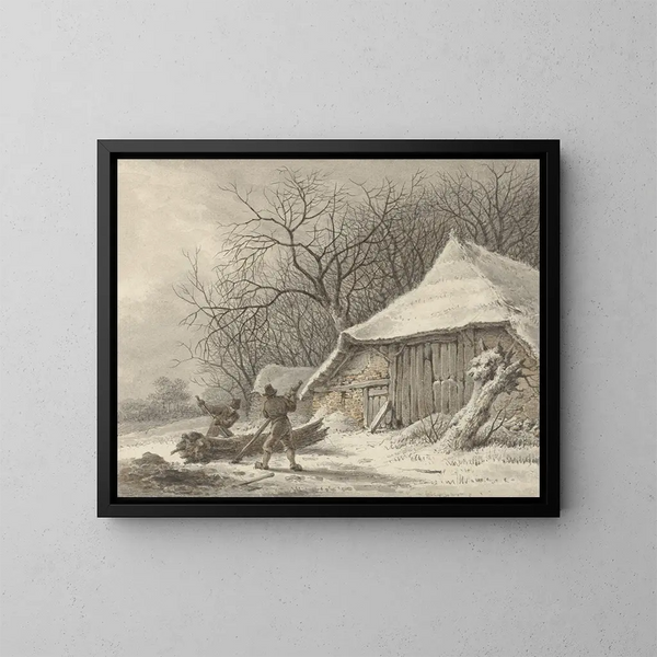 Paesaggio invernale con fattoria vicino al Voorbroek a Terborg - François Joseph Pfeiffer II — quadro incorniciato alla parete