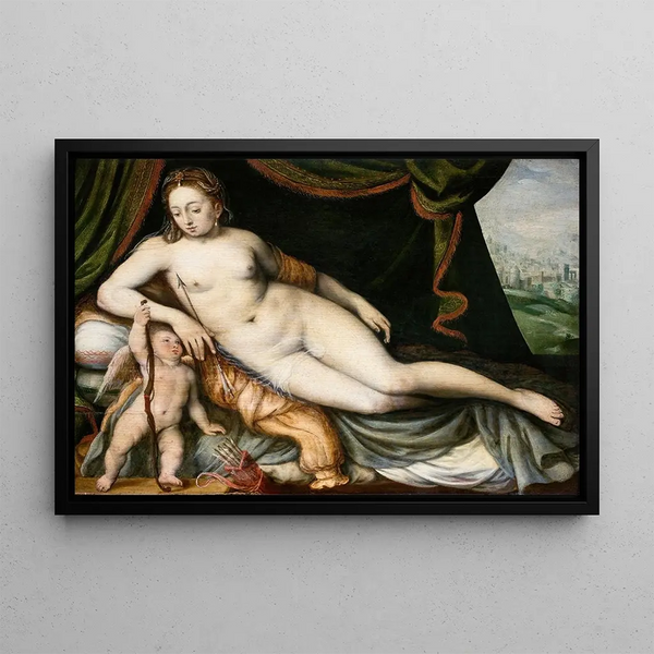 Venere e Cupido - Frans Floris — quadro incorniciato alla parete