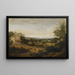 Un paesaggio in Brasile che sovrasta la Várzea europei e indigeni che si avvicinano a una chiesa in primo piano - Frans Post — quadro incorniciato alla parete