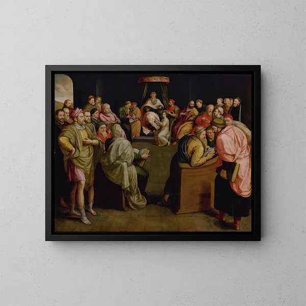 Il Cristo tra i dottori - Frans Pourbus il Vecchio — quadro incorniciato alla parete
