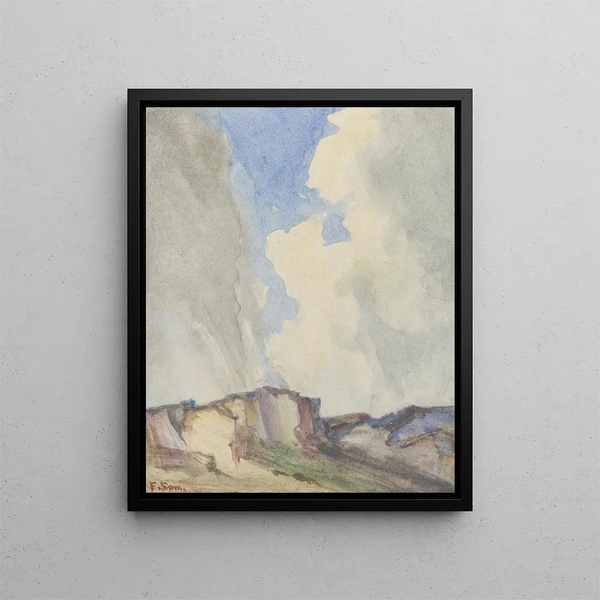 Paesaggio di dune con escavazione di sabbia sotto un cielo tempestoso - Frans Smissaert — quadro incorniciato alla parete