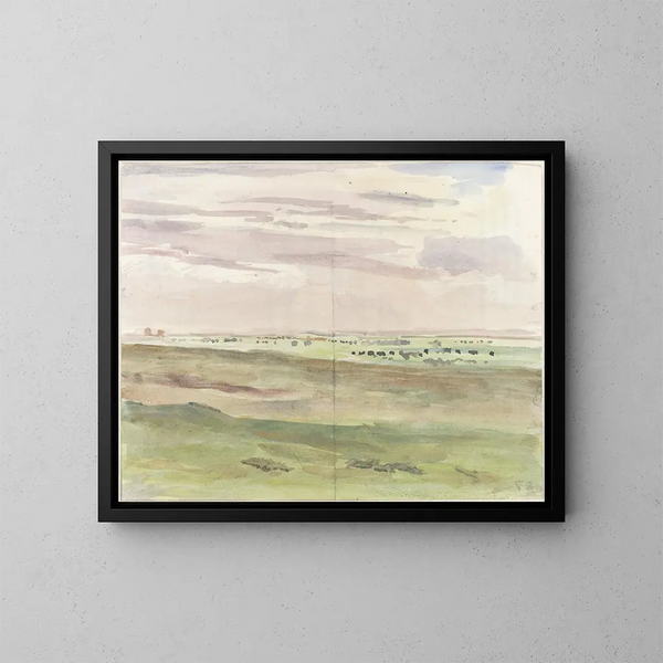 Paesaggio di prateria con greggi - Frans Smissaert — quadro incorniciato alla parete