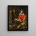Una mercante che tiene un gallo con selvaggina, asparagi, carciofi, utensili e una ciotola di fragoline di bosco - Frans Snyders — quadro incorniciato alla parete