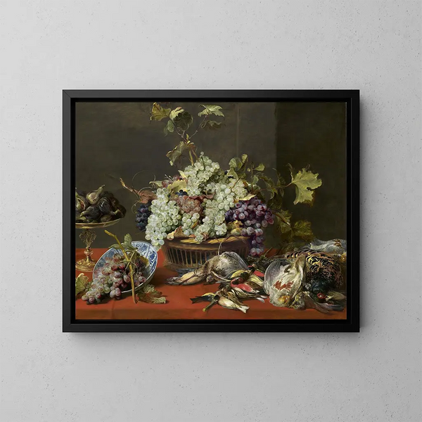 Nature morte con uva e selvaggina - Frans Snyders — quadro incorniciato alla parete