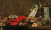 Un homard, delle ostriche, una pasticceria, frutta mista e bicchieri di vino pieni su un tavolo parzialmente coperto - Frans Ykens — vista dell’opera