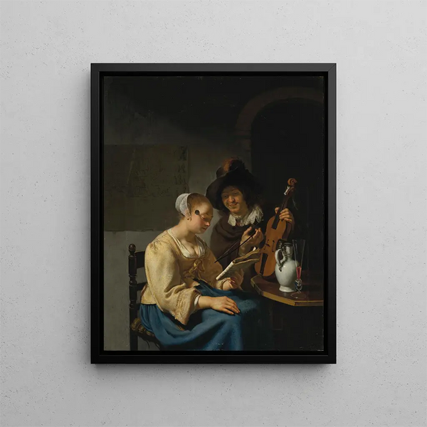 La lezione di musica - Frans van Mieris l'Ancien — quadro incorniciato alla parete