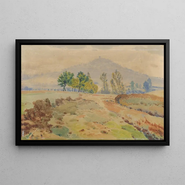 Paesaggio con rovine di castello - František Kaván — quadro incorniciato alla parete