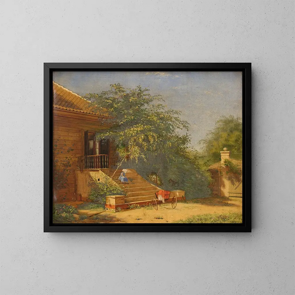 Le scalinate del giardino che conducono allo studio del pittore Christen Kbke a Blegdammen, Copenaghen - Frants Diderik Böe — quadro incorniciato alla parete