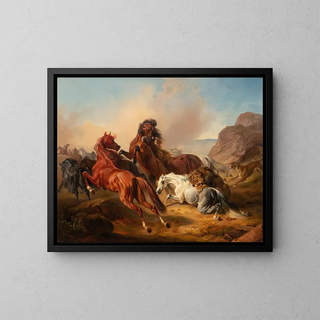 Franz Adam - Horses attacked by lions.webp