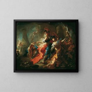 L'Accademia con i suoi attributi alla finestra di Minerva - Franz Anton Maulbertsch — quadro incorniciato alla parete