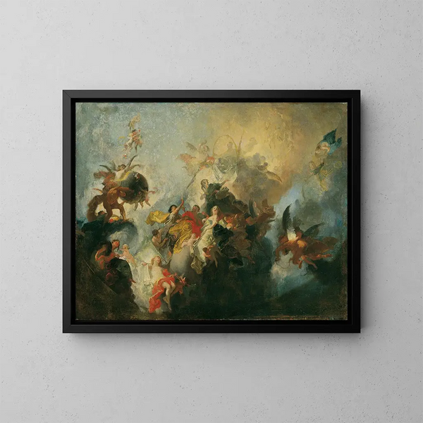 La divina provvidenza e le virtù - Franz Anton Maulbertsch — quadro incorniciato alla parete