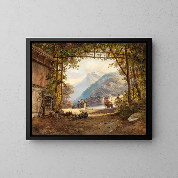 su un lago del Nord Italia - Franz Barbarini — quadro incorniciato alla parete