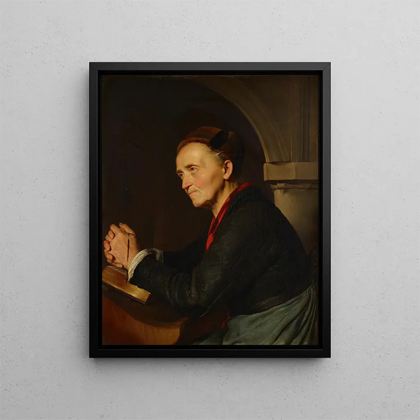 contadino in preghiera - Franz Eybl — quadro incorniciato alla parete