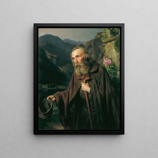 Un vecchio mendicante - Franz Eybl — quadro incorniciato alla parete