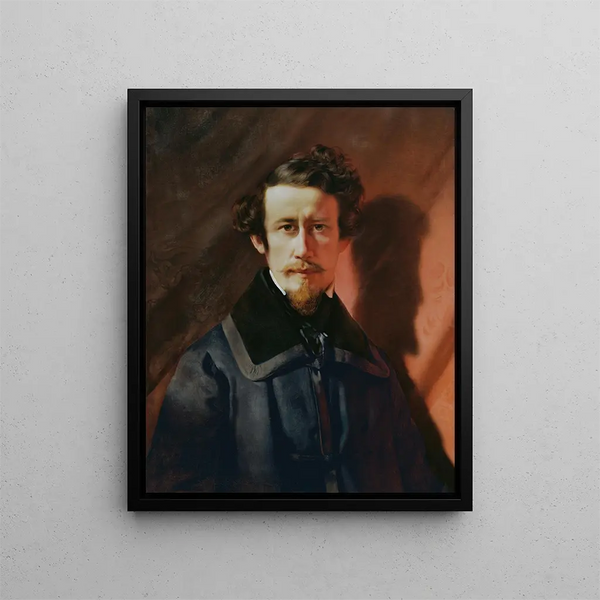 Autoritratto su sfondo rosso - Franz Eybl — quadro incorniciato alla parete