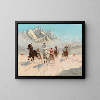 Franz HienlMerre - A Trotting Race on the Eibsee with the Zugspitze in the Background.webp