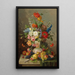 Grand bouquet di fiori con frutta su una lastra di pietra - Franz Hohenberger — quadro incorniciato alla parete