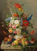 Grand bouquet di fiori con frutta su una lastra di pietra - Franz Hohenberger — vista dell’opera