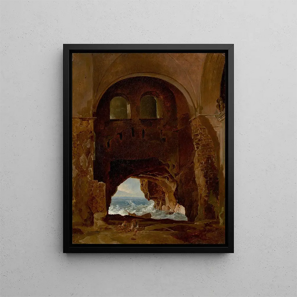 Rovine di un chiostro sul mare - Franz Ludwig Catel — quadro incorniciato alla parete
