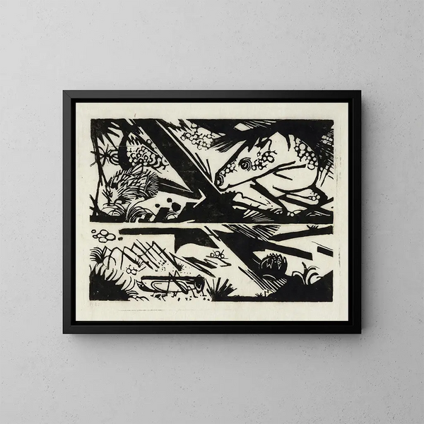 Cavallo e riccio - Franz Marc — quadro incorniciato alla parete