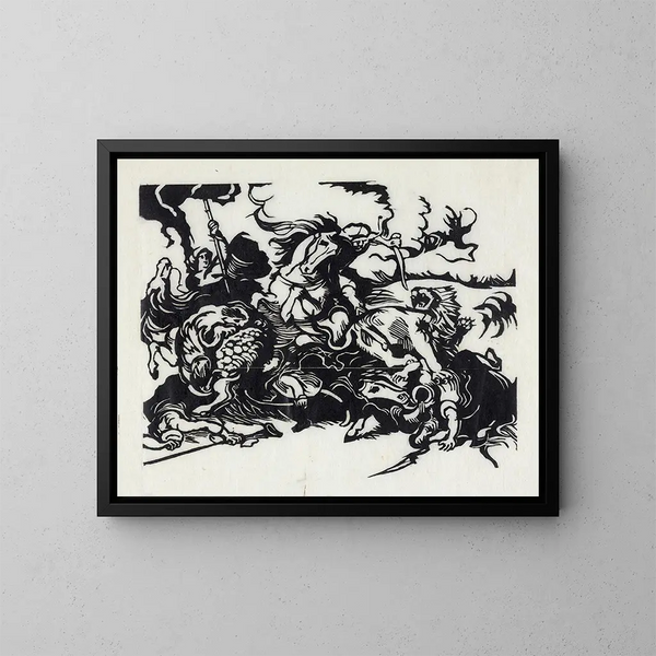 Caccia alla leone - Franz Marc — quadro incorniciato alla parete
