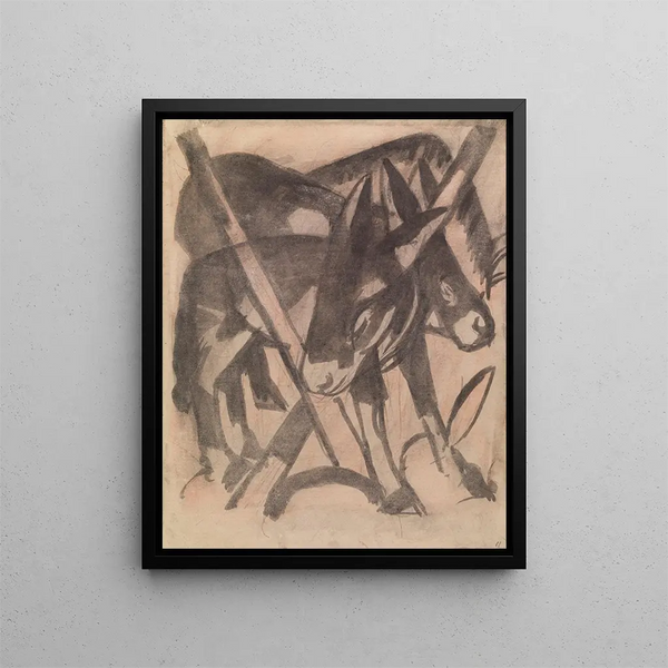 Due asini - Franz Marc — quadro incorniciato alla parete