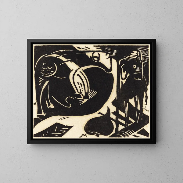 Due animali mitici - Franz Marc — quadro incorniciato alla parete