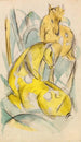 Due animali gialli due cervi gialli - Franz Marc — vista dell’opera