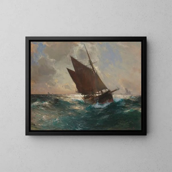 Il battello di Lowestoft al largo della Cornovaglia - Franz Müller-Gossen — quadro incorniciato alla parete
