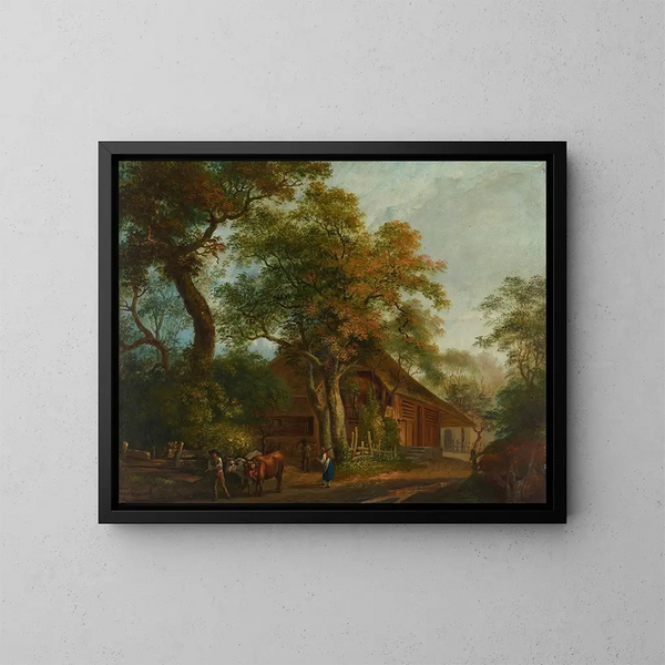 Paesani al fienagione - Franz Niklaus König — quadro incorniciato alla parete