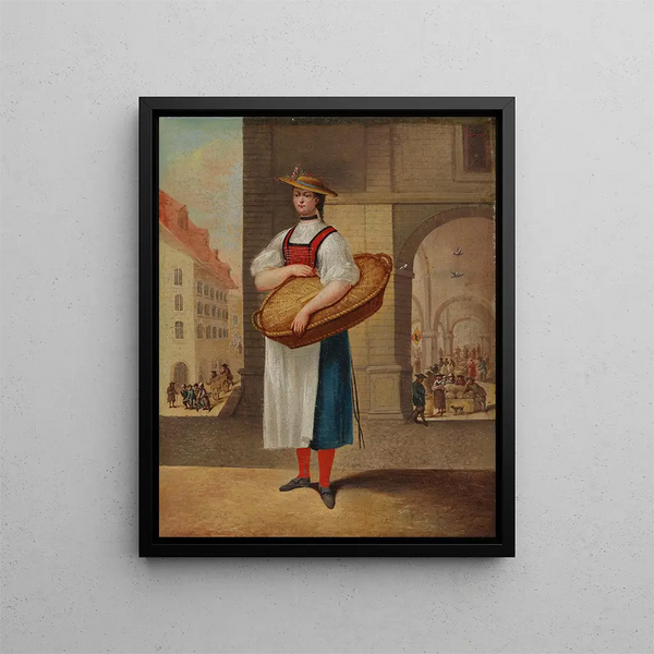 Filles in costume tradizionale bernese davanti al Kornhaus - Franz Niklaus König — quadro incorniciato alla parete