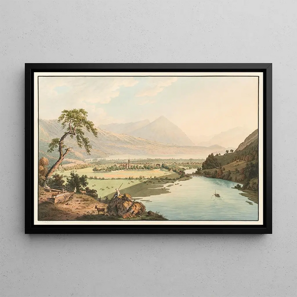 Vista di Interlaken - Franz Niklaus König — quadro incorniciato alla parete