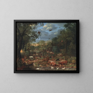 Il paradiso prima della caduta dell'uomo - Franz Rösel von Rosenhof — quadro incorniciato alla parete