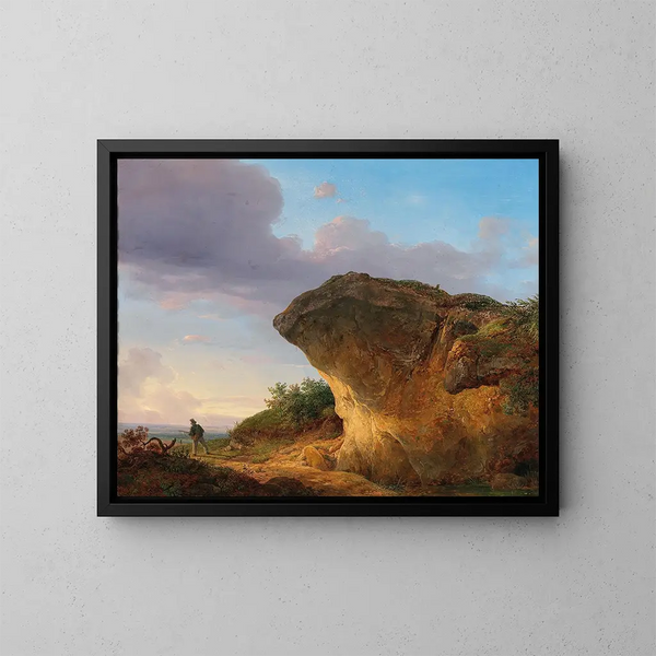 Cacciatore davanti a una roccia - Franz Steinfeld — quadro incorniciato alla parete