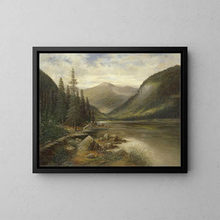 Lac Erlauf con cima nuda sullo sfondo - Franz Stephan Paschinger — quadro incorniciato alla parete