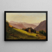 Paesaggio montano con chalet e contadini che falciano - Franz Wipplinger — quadro incorniciato alla parete