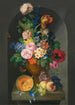 Una urna di bronzo con fiori, un melone, pesche, uva, una farfalla e una larva - Franz Xaver Petter — vista dell’opera